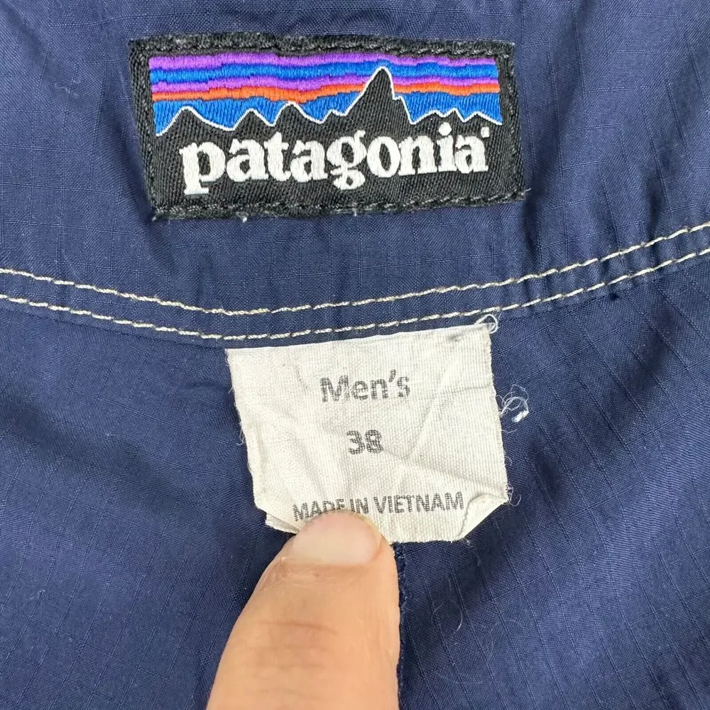 Patagonia Men's Swim Trunks Size 38 Blue Gold Unlined Elastic‎ Drawstring Waist